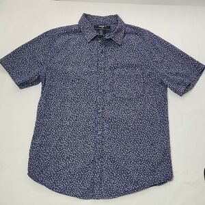 Forever 21 Mens Navy Floral Button Down Shirt 100% Cotton Ditzy Floral Small